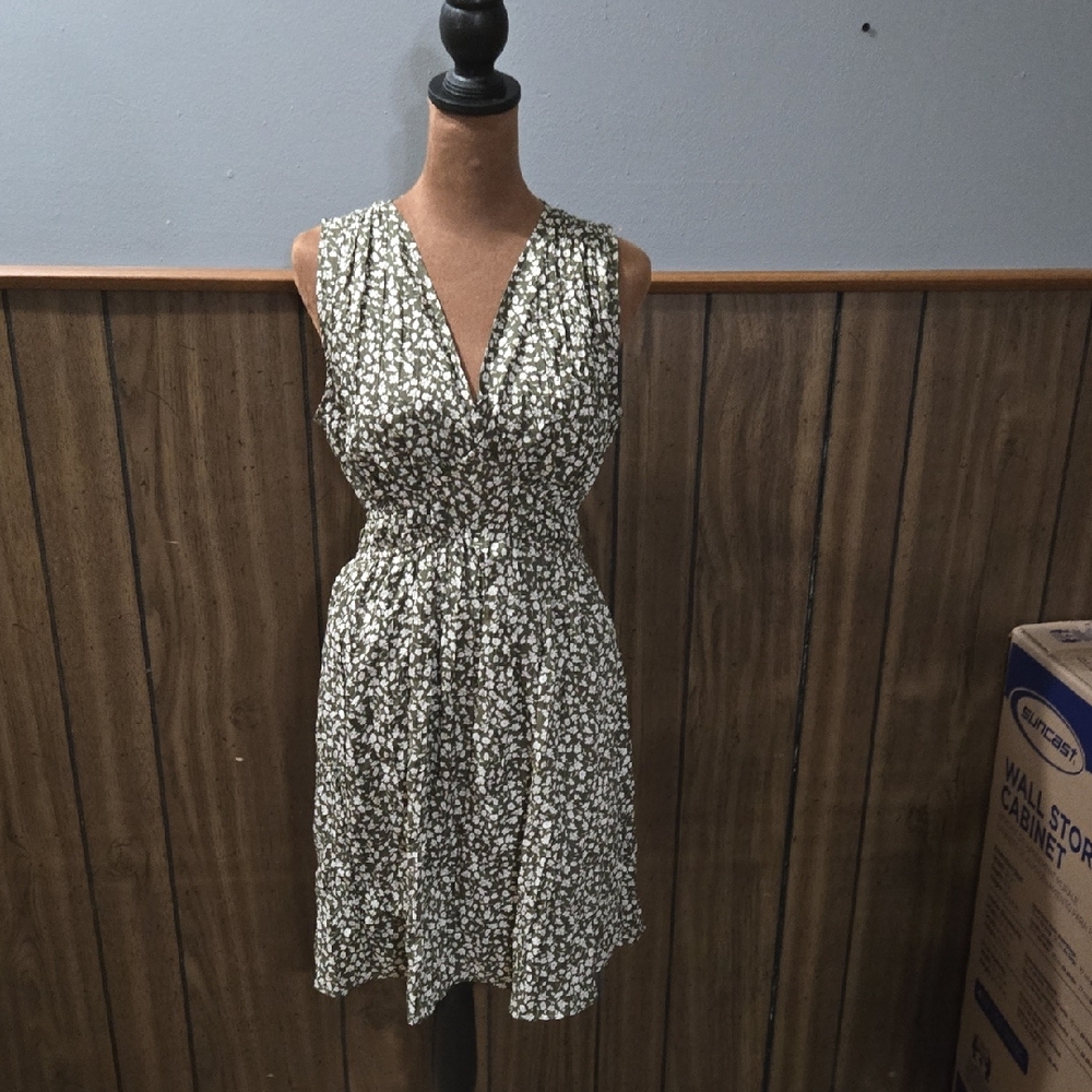 GAP Olive Green and White Floral Mini Dress